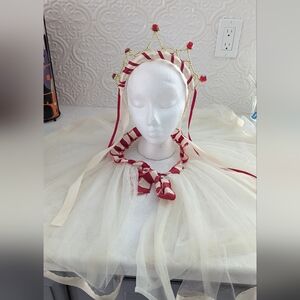 Elegant Cream and Red Kids Princess Crown and Cape Set